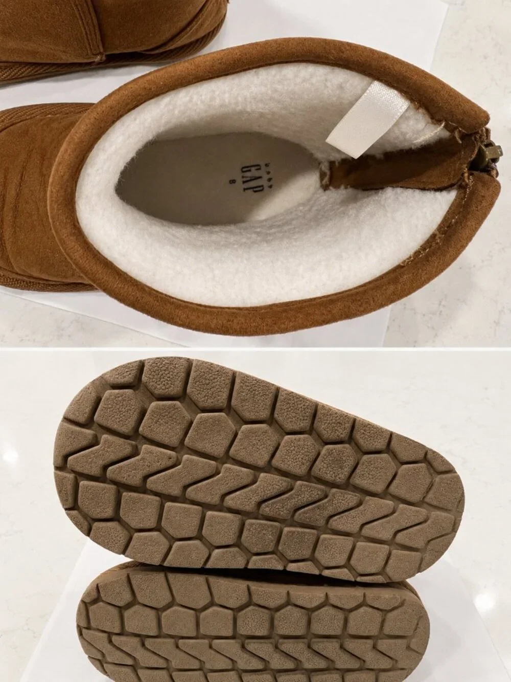 GAP Kids Chestnut Faux Suede Faux Fur Boots | Size 8 Toddler